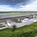 Der Neubau mit 35.300 Quadratmetern Mietfläche entsteht derzeit im Gewerbegebiet Bürstadt-Bobstadt „Im Mittelfeld Süd“.