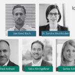 Die neuen Vorstandsmitglieder Jan-Gerd Bach (GDD Development) und Dr. Sandra Strohbücker (duisport – Duisburger Hafen AG) sowie die neuen Beiratsmitglieder Farshad Arshadi (Deka Immobilien), Fabio Kirchgeßner (Panattoni Deutschland) und Sarina Schekahn (CBRE