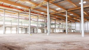 Die Innenansicht des drittverwendungsfähigen Logi Space in Kelsterbach Anfang September 2026. Foto: Logi Space